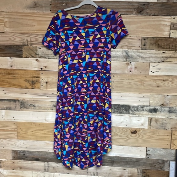 LulaRoe size XS Colorful Geometric Pattern Carly High-low Dress with Pocket - Picture 7 of 7